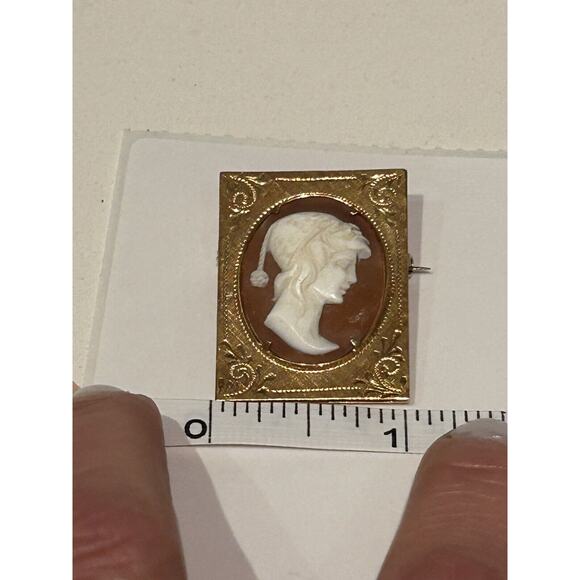 Antique Estate Victorian 18k Italian 750 Gold Hand Carved Shell Cameo Brooch - Picture 8 of 9